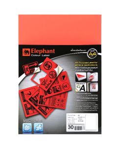 แล็บสติ๊กเกอร์ ตราช้าง ขนาด A4 สีแดงสะท้อนแสง
