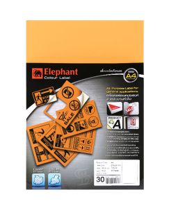 แล็บสติ๊กเกอร์ ตราช้าง ขนาด A4 สีส้มสะท้อนแสง