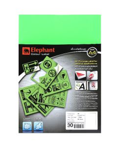 แล็บสติ๊กเกอร์ ตราช้าง ขนาด A4 สีเขียวสะท้อนแสง