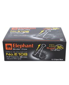 คลิปดำ ตราช้าง รุ่น E108 50มม. (12 ตัว/กล่อง) 