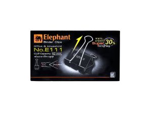 คลิปดำ ตราช้าง รุ่น E111 25 มม. (12 ตัว/กล่อง) 