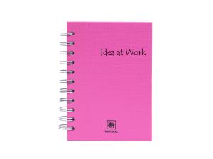 สมุดบันทึกปกแข็งริมลวดขนาด A6 สีชมพู ตราช้าง WHC203