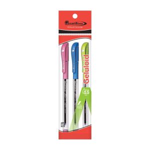 ปากกา Quantum GeloPlus 1233 หมึกน้ำเงิน (คละสี) แพ็ค 3 แท่ง