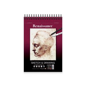 สมุดสเก็ตซ์ผิวเรียบริมลวด 90แกรม 60แผ่น เรนาซองซ์รุ่น R-702 A5