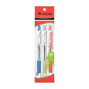 ปากกาลูกลื่น 0.5มม. ควอนตั้ม GeloPlus Curve 125 สีน้ำเงิน ด้ามคละสี (3ด้าม/แพ็ค)