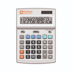 เครื่องคิดเลข 12 หลัก ตราช้าง รุ่น M03-12D สีเงิน