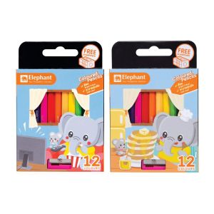 สีไม้แท่งสั้น ตราช้าง 12 สี