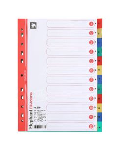 อินเด็กซ์พลาสติกแถบ 1-12 ตราช้าง เบอร์ 520