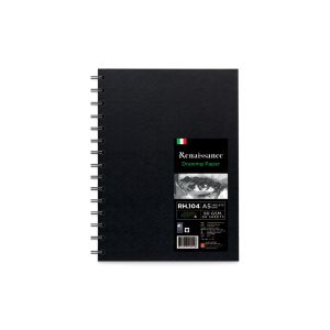 สมุดสเก็ตช์ผิวเรียบซีรี่ย์ปกดำริมลวด 90แกรม 60แผ่น เรนาซองซ์รุ่น RH-104 A5