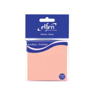 กระดาษโน้ตแถบกาว Elfen 3x3 นิ้ว สีชมพู 100 แผ่น