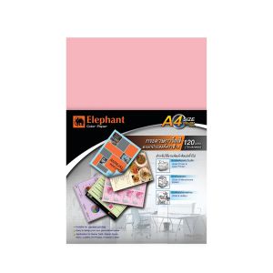 กระดาษการ์ดสี ตราช้าง A4 120 แกรม 100 แผ่น สีชมพู