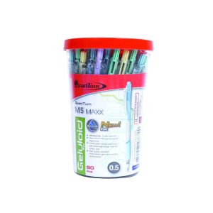 ปากกาลูกลื่น 0.5มม. Quantum Geluloid M5 Maxx หมึกสีน้ำเงิน (คละสี) (50ด้าม/กระบอก)
