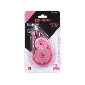 เทปลบคำผิด ตราช้าง Extra 5มม. x 12ม. สีชมพู