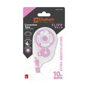 เทปลบคำผิด ตราช้าง Flipp 5มม. x 10ม. สีชมพู