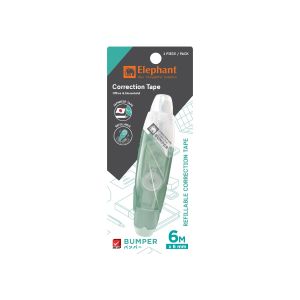 เทปลบคำผิด ตราช้าง Bumper 6มม. x 6ม. สีเขียว