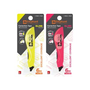 เทปลบคำผิด ตราช้าง Blink 6มม. x 6ม. คละสี