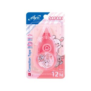 เทปลบคำผิด Elfen ซาฟารี 5มม. x 12ม. สีชมพู