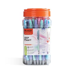 ปากกาลูกลื่น 0.7มม. Quantum 007 Pearl หมึกสีน้ำเงิน ด้ามคละสี (50ด้าม/กระบอก)