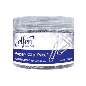 ลวดเสียบกระดาษแบบกลม เบอร์ 1(33มม.) เอลเฟ่น กระปุก300ตัว