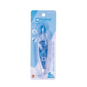 เทปลบคำผิด ตราช้าง Click + ไส้เติม 5มม. x 6ม. สีฟ้า