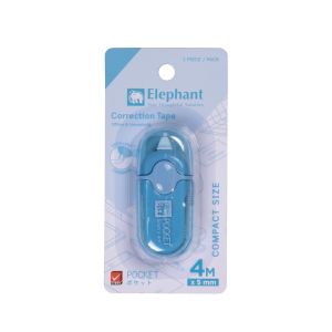 เทปลบคำผิด ตราช้าง Pocket 5มม. x 4ม. สีฟ้า