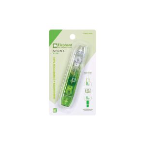 เทปลบคำผิด & ไฮไลท์เตอร์ ตราช้าง CHT Shiny สีเขียว