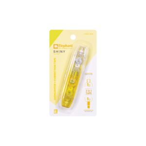 เทปลบคำผิด & ไฮไลท์เตอร์ ตราช้าง CHT Shiny สีเหลือง