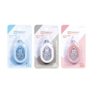 เทปลบคำผิดตราช้างรุ่น เคลียร์ 5มม. x 12ม. คละสี