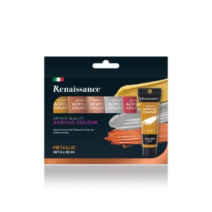 ชุดเซ็ทสีอะคริลิค เรนาซองซ์ หลอด 20มล 6สี Metallic Set