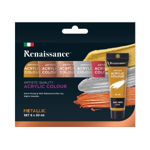 ชุดเซ็ทสีอะคริลิค เรนาซองซ์ หลอด 20มล 6สี Metallic Set