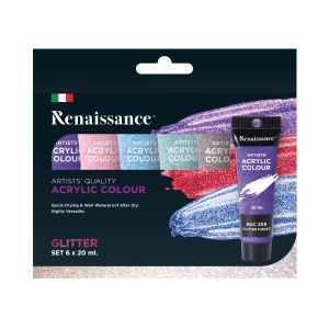 ชุดเซ็ทสีอะคริลิค เรนาซองซ์ หลอด 20มล 6สี Glitter Set