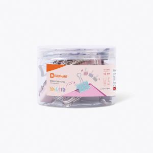 คลิปสีพาสเทลตราช้าง รุ่น E110 32มม. (24ชิ้น/กระปุก)