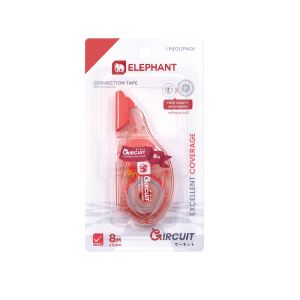 เทปลบคำผิดตราช้างรุ่น เซอร์กิต 5มม. x 8ม. สีแดง