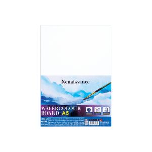บอร์ดกระดาษสีน้ำ เรนาซองซ์ 200แกรม ขนาด A5 (1x1)