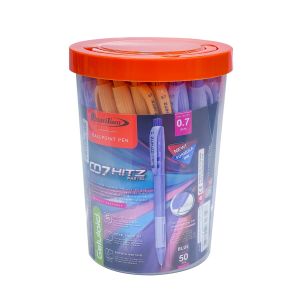 ปากกาลูกลื่น 0.7 มม. Quantum 007 Hitz Pastel หมึกน้ำเงิน (ด้ามคละสี) (กระบอก 50 แท่ง)