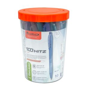 ปากกาลูกลื่น 1.0 มม. Quantum 100 Hitz หมึกสีน้ำเงินคละสี (กระบอก 50 ด้าม)