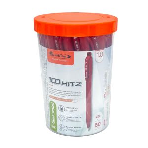ปากกาลูกลื่น 1.0 มม. Quantum 100 Hitz หมึกสีแดง (กระบอก 50 ด้าม)