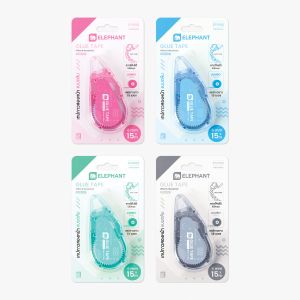 เทปกาวสองหน้าแบบตลับตราช้าง รุ่น GT6-115 (6มม.X15ม.) คละสี