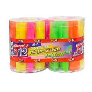 ปากกาเน้นข้อความเอลเฟ่นรุ่นโกล คละสี + คละสี (12แถม12แท่ง/ชุด)
