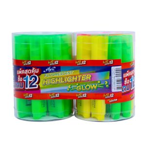 ปากกาเน้นข้อความเอลเฟ่นรุ่นโกล สีเขียว + คละสี (12แถม12แท่ง/ชุด)