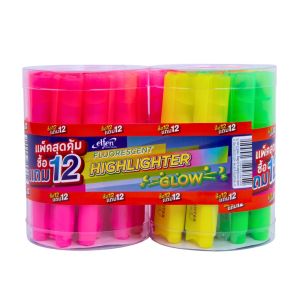 ปากกาเน้นข้อความเอลเฟ่นรุ่นโกล สีชมพู + คละสี (12แถม12แท่ง/ชุด)