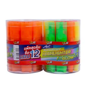 ปากกาเน้นข้อความเอลเฟ่นรุ่นโกล สีส้ม + คละสี (12แถม12แท่ง/ชุด)