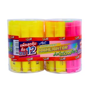 ปากกาเน้นข้อความเอลเฟ่นรุ่นโกล สีเหลือง + คละสี (12แถม12แท่ง/ชุด)
