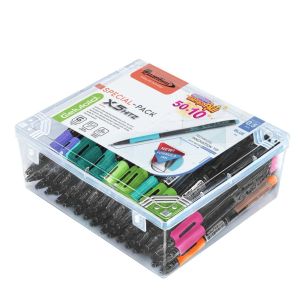 ปากกาลูกลื่น 0.5มม. ควอนตั้ม Hitz X5  สีน้ำเงิน ด้ามคละสี (50+10ด้าม/กระบอก)