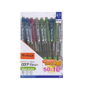 ปากกาลูกลื่น 0.7มม. ควอนตั้ม 007 Maxx Klean สีน้ำเงิน ด้ามคละสี (50+10ด้าม/กระบอก)