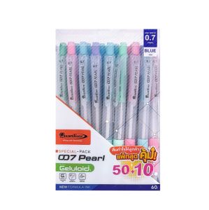 ปากกาลูกลื่น 0.7มม. Quantum 007 Pearl หมึกน้ำเงินคละสี (50ฟรี10ด้าม/กระบอก)