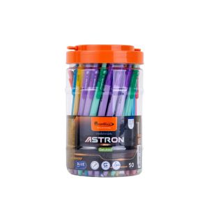 ปากกาลูกลื่น 0.7มม. ควอนตั้ม แอสตรอน ไชน์นี่ น้ำเงินคละสี (50ด้าม/กระบอก)