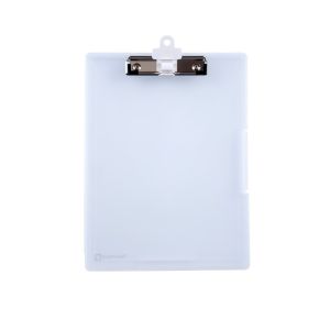 แฟ้มกล่องพลาสติกพร้อมคลิปบอร์ดตราช้าง A4 สูง 2ซม. สีขาว