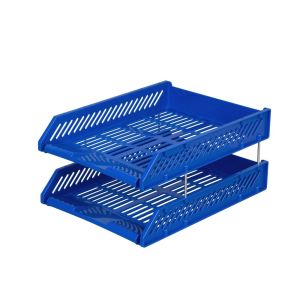 ตราช้างถาดเอกสารพลาสติก 2 ชั้น น้ำเงิน