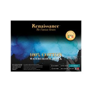 สมุดสีน้ำเรนาซองซ์ RNS Finesse 100% Cotton 300แกรม 36X26ซม. 20แผ่น